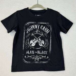 Johnny Cash Man in Black Cotton Blend Crew Neck T-Shirt Toddler Unisex 3T